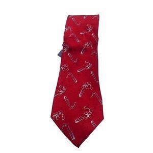 JOHN ASHFORD  Chalkline Candy Cane Holiday Tie, Red
